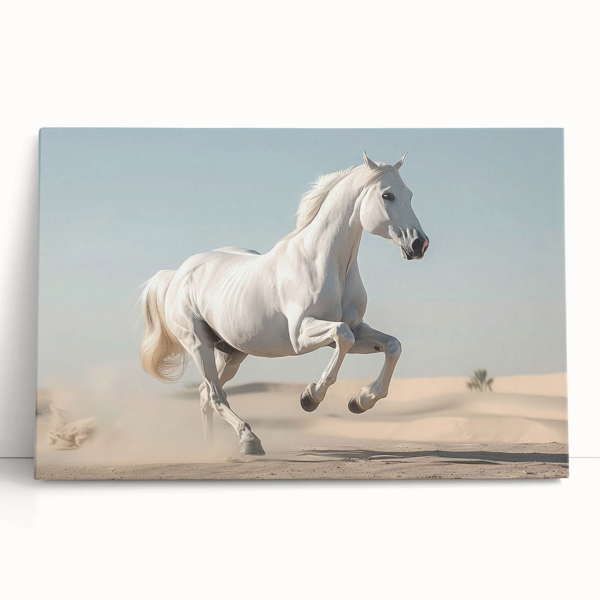 Stretched canvas wall art featuring a striking horse design, showcasing vivid colors and intricate details, perfect for adding a touch of nature-inspired decor to any room.