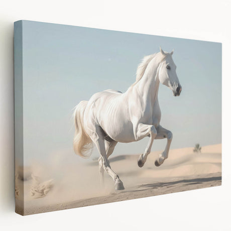 Stretched canvas wall art featuring a side view of a majestic horse in a natural setting, showcasing intricate details and vibrant colors, perfect for animal lovers.