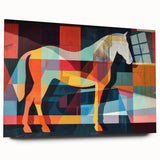 Acrylic glass wall art featuring a side view of a striking horse design, showcasing vibrant colors and intricate details, ideal for equestrian-themed decor.