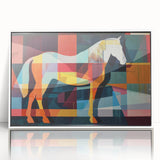 Framed wall art featuring a stunning horse design in a modern acrylic finish, set against a white background, ideal for animal lovers and contemporary decor.