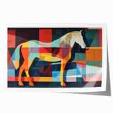 Elegant wall art print featuring a majestic horse in a natural setting, showcasing vibrant colors and intricate details, perfect for animal lovers and home decor enthusiasts.