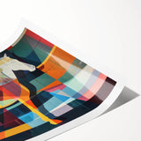 Artistic print of a wild horse design showcasing intricate details and vibrant colors, ideal for animal lovers and home decor enthusiasts. The rolled canvas is perfect for framing, adding a touch of nature-inspired elegance to any space.