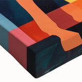 Close-up of a vibrant horse design on stretched canvas wall art, showcasing rich colors and intricate details, perfect for animal lovers and home decor enthusiasts.