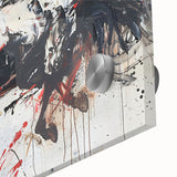 Close-up of a striking acrylic glass wall art piece depicting a majestic horse in a wild landscape, showcasing vibrant colors and fine details, perfect for animal art enthusiasts.