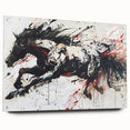 Acrylic glass wall art featuring a wild horse design, showcasing vibrant colors and intricate details. The piece is elegantly displayed with decorative pins, enhancing its artistic appeal. Perfect for animal lovers and modern decor enthusiasts.