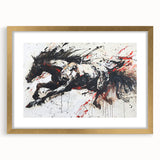 Elegant wall art featuring a stunning horse design in a gold frame with a white mat, perfect for adding a touch of sophistication to any room decor.