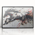 Framed wall art showcasing a striking black horse design, ideal for animal lovers and home decor enthusiasts. The acrylic frame enhances the artwork's elegance and modern appeal. Perfect for adding a touch of wildlife charm to any room.