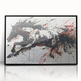 Framed wall art showcasing a striking black horse design, ideal for animal lovers and home decor enthusiasts. The acrylic frame enhances the artwork's elegance and modern appeal. Perfect for adding a touch of wildlife charm to any room.