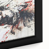 Close-up of a framed canvas wall art featuring a detailed design of a wild horse, showcasing vibrant colors and intricate textures, perfect for animal lovers and home decor enthusiasts.