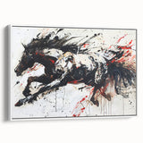 Framed wall art featuring a stylish horse design in a contemporary white frame, showcasing intricate details and textures, perfect for animal lovers and modern decor.