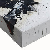 Close-up view of a stretched canvas depicting a majestic wild horse in a vibrant, colorful design, perfect for animal art enthusiasts and home decor.