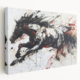 Stretched canvas wall art featuring a serene side view of a wild horse, showcasing detailed textures and warm earthy tones, perfect for nature enthusiasts' decor.