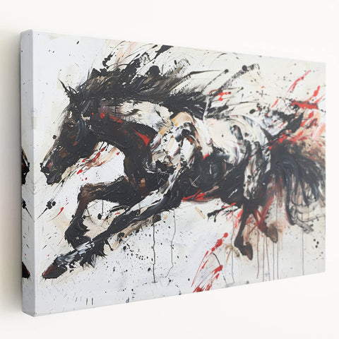 Stretched canvas wall art featuring a serene side view of a wild horse, showcasing detailed textures and warm earthy tones, perfect for nature enthusiasts' decor.