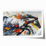 Stunning rolled print of a wild horse design, showcasing vibrant colors and intricate details, perfect for nature-themed wall decor in homes or offices.