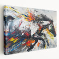 Stretched canvas wall art featuring a side view of a majestic horse design, showcasing intricate details and vibrant colors, perfect for animal lovers and home decor.