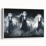 Framed canvas wall art showcasing a wild horse design in a side view, featuring vibrant colors and intricate details, perfect for animal lovers and home decor.
