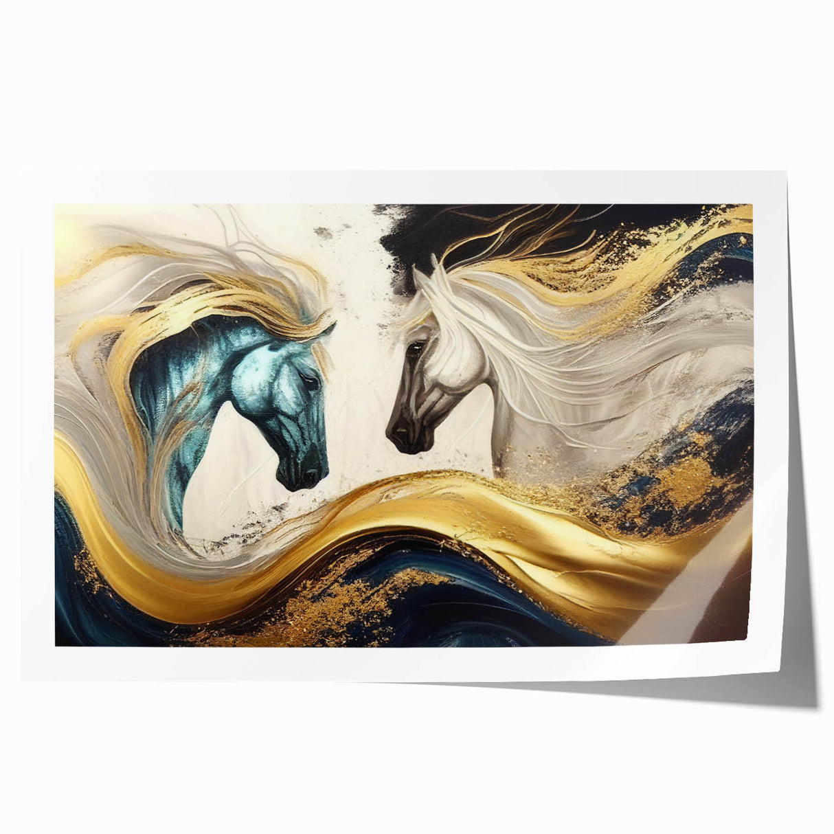 Stunning wall art print featuring a wild horse design, showcasing intricate details and vibrant colors, rolled and ready for framing or display in home decor.