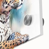 Close-up of a striking jaguar wall art design, showcasing intricate details and vibrant colors on acrylic glass, perfect for wildlife enthusiasts and modern decor.