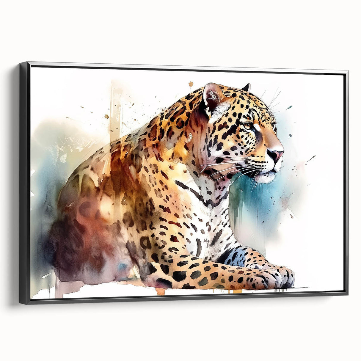 Framed wall art featuring a striking black and gold jaguar design, showcasing intricate details on a sleek canvas, perfect for enhancing modern home decor.