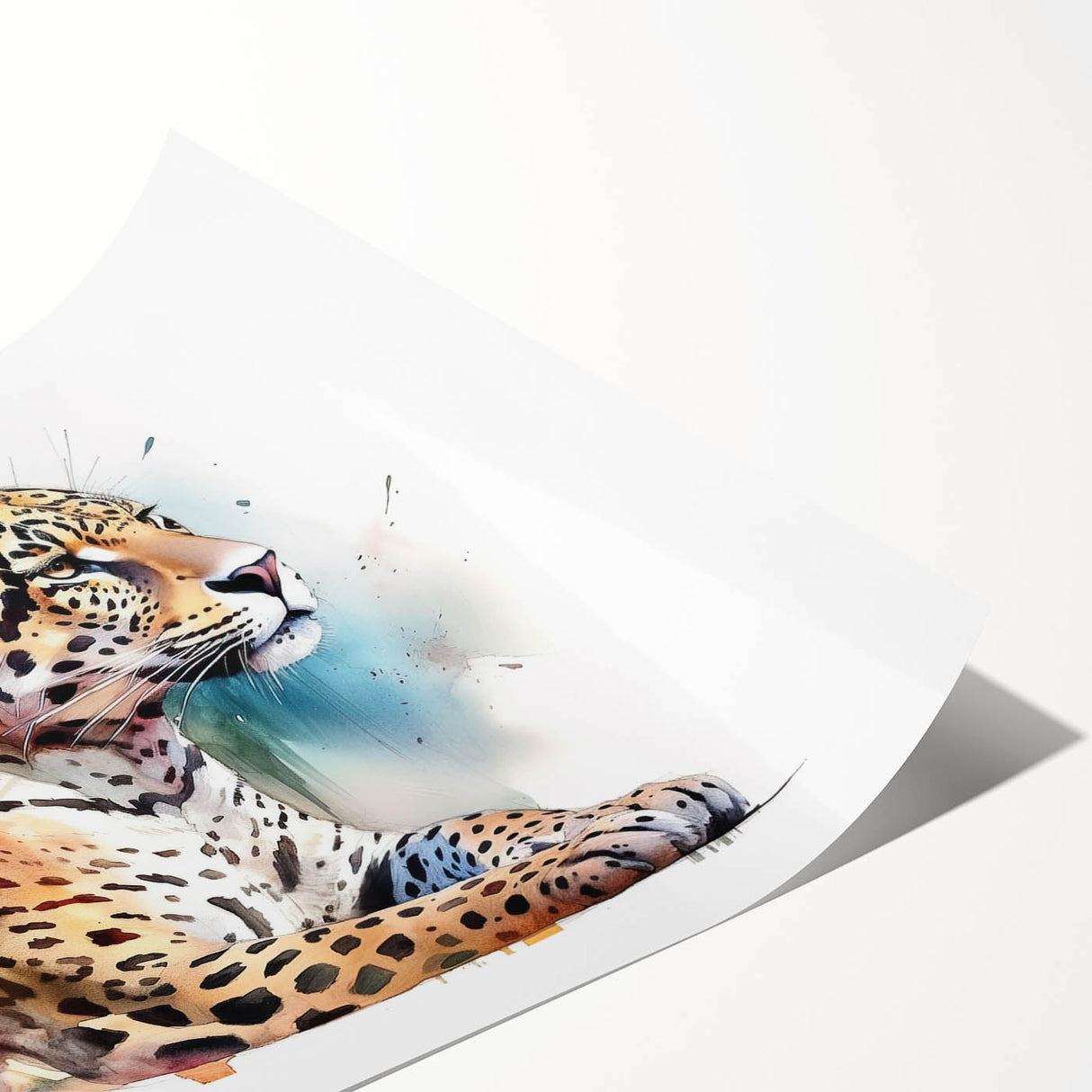 Vibrant rolled print of a jaguar design showcasing intricate patterns and vivid colors, perfect for wildlife-themed decor. Ideal for nature enthusiasts and art collectors.
