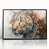 Framed wall art featuring a striking black and white jaguar design, showcasing intricate details and bold contrasts, perfect for wildlife enthusiasts and modern decor.