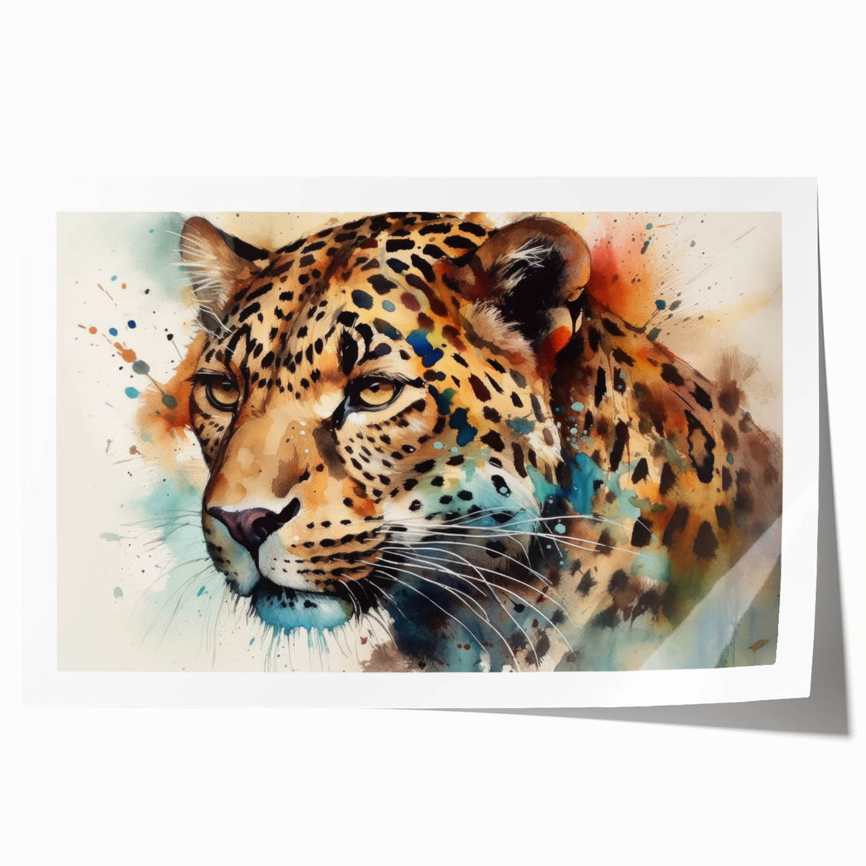 Jaguar wall art print showcasing a vibrant, detailed design of a jaguar in a lush rainforest setting, perfect for wildlife enthusiasts and home decor.