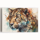 Vibrant stretched canvas wall art showcasing a majestic jaguar in a lush jungle setting, emphasizing rich colors and intricate details, perfect for wildlife enthusiasts.