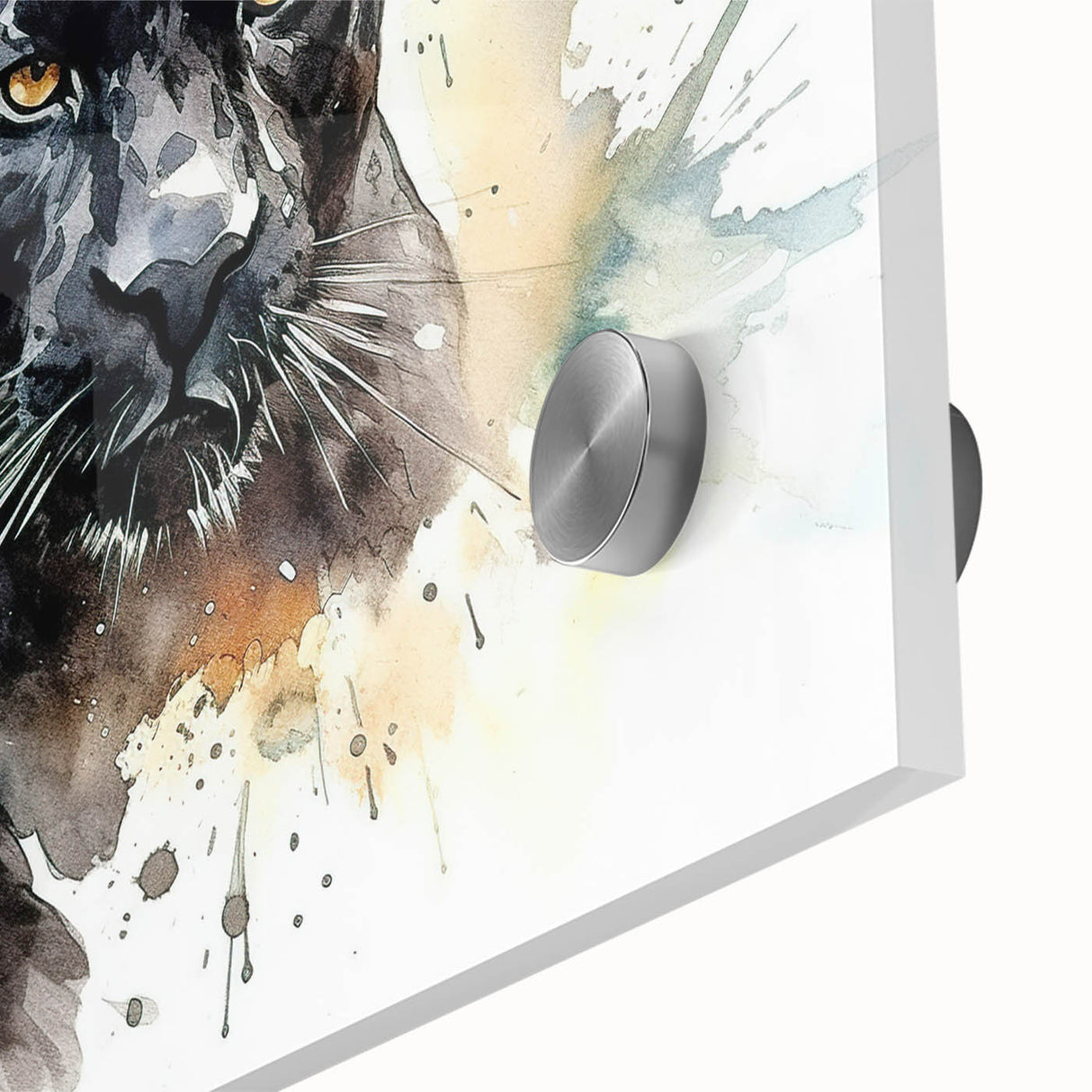 Close-up of a striking jaguar wall art piece, showcasing intricate details and vibrant colors on acrylic glass, perfect for wildlife enthusiasts and home decor.