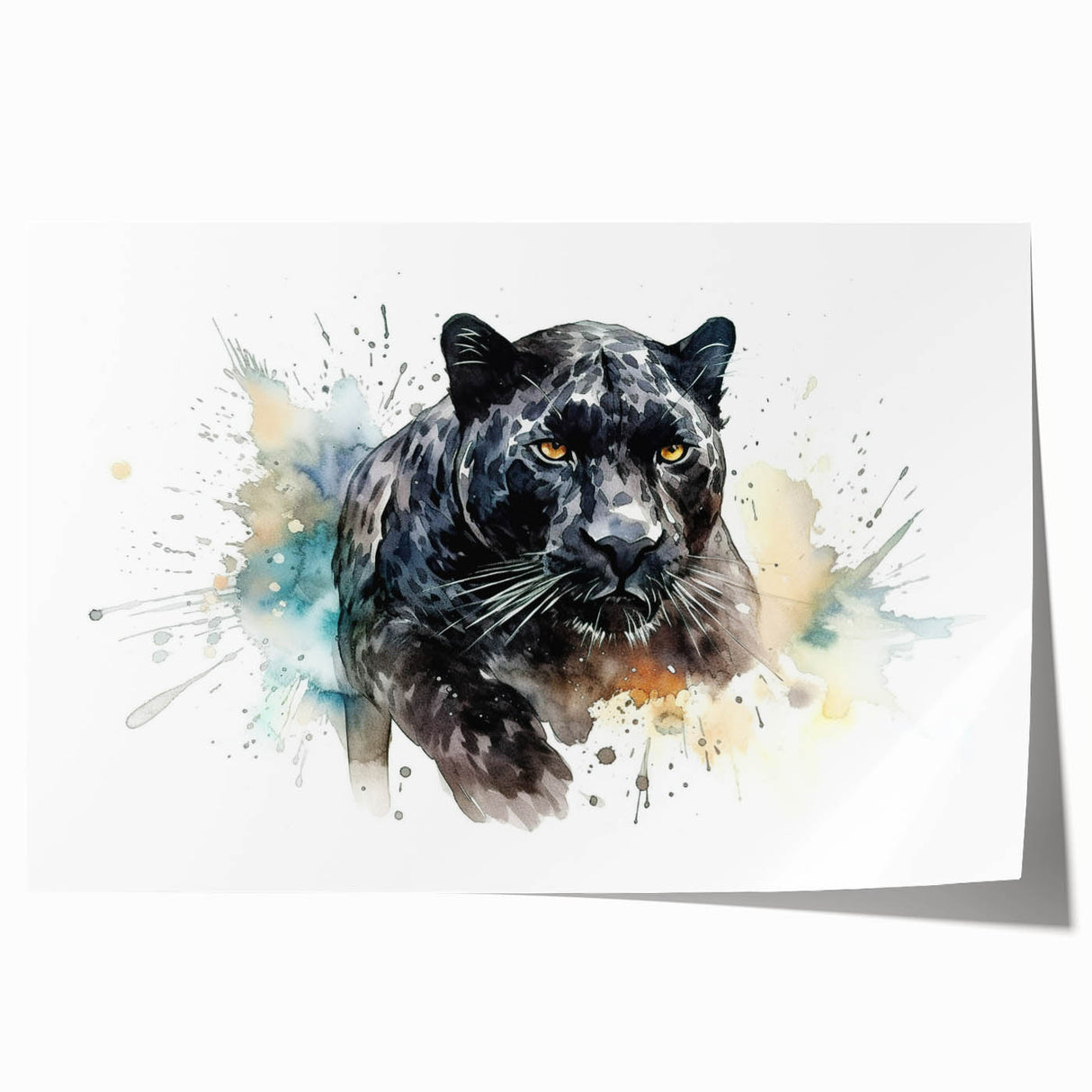 Vibrant rolled print showcasing a stunning jaguar design, part of a wildlife art collection, featuring rich colors and intricate details for home decor.