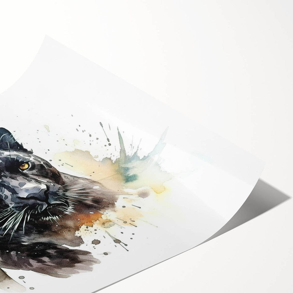 Jaguar wall art print showcasing a vibrant, detailed design of a jaguar in a lush jungle setting, rolled and ready for display or framing. Perfect for wildlife enthusiasts.
