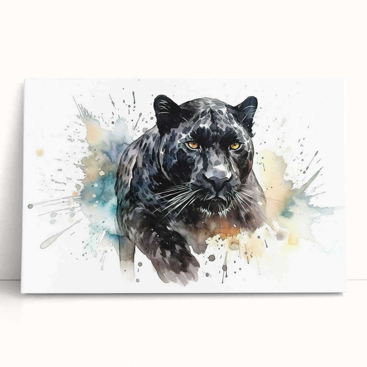 Stretched canvas wall art featuring a vibrant jaguar design, showcasing intricate details and rich colors, perfect for animal lovers and wildlife enthusiasts.