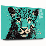 Jaguar wall art design showcasing a striking acrylic glass finish, featuring a vibrant side view of the majestic animal, perfect for wildlife enthusiasts’ decor.