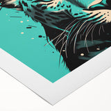 Vibrant rolled canvas wall art showcasing a detailed jaguar design, featuring rich colors and intricate patterns, perfect for wildlife enthusiasts and home decor.
