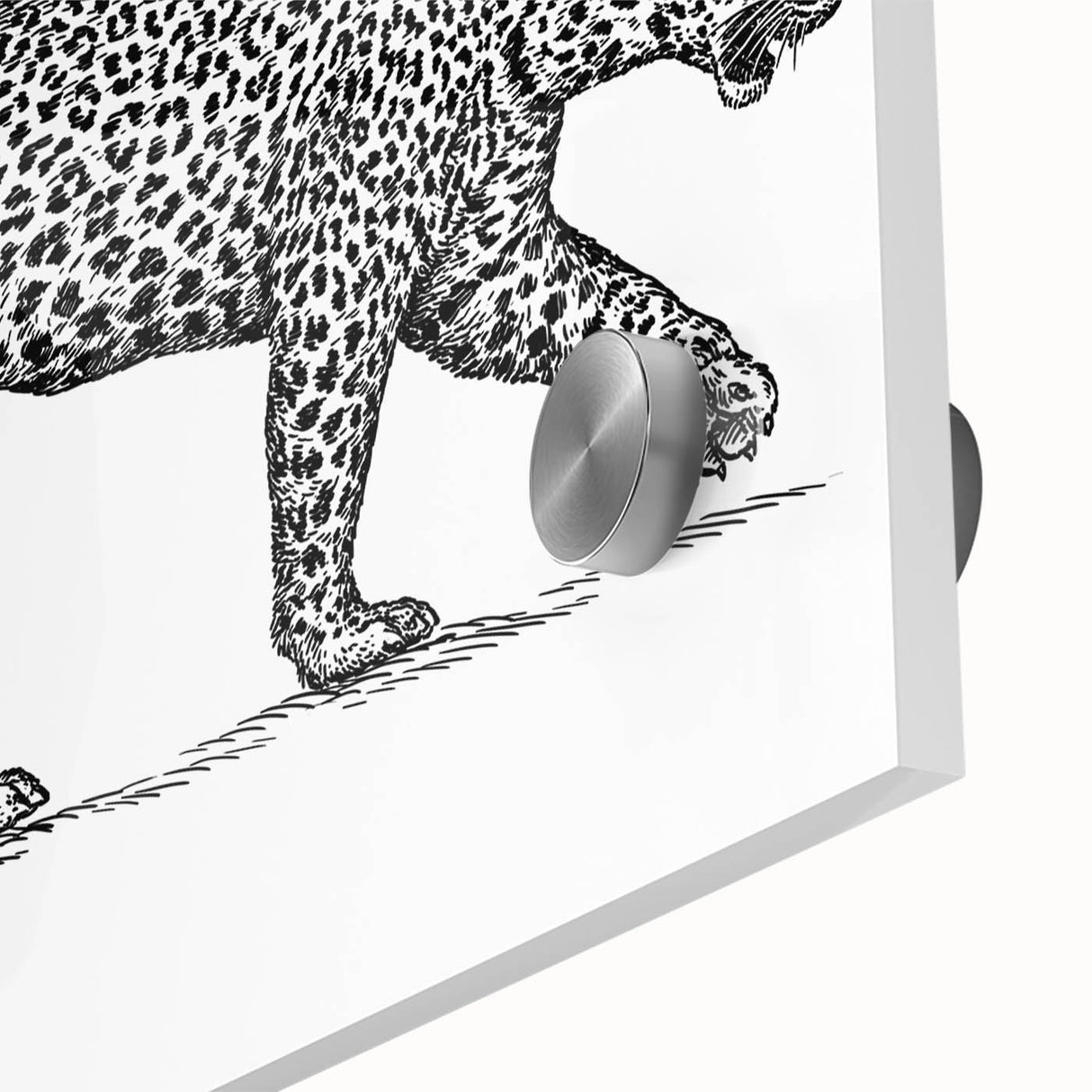Close-up of a striking jaguar wall art design, showcasing vibrant colors and intricate details on acrylic glass, perfect for wildlife enthusiasts and home decor.