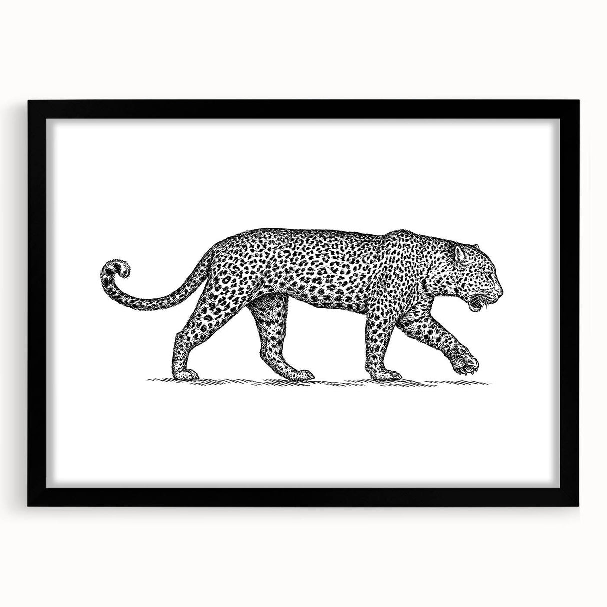Jaguar-themed wall art print framed in black, showcasing intricate details of the majestic feline design, perfect for wildlife enthusiasts and home decor.