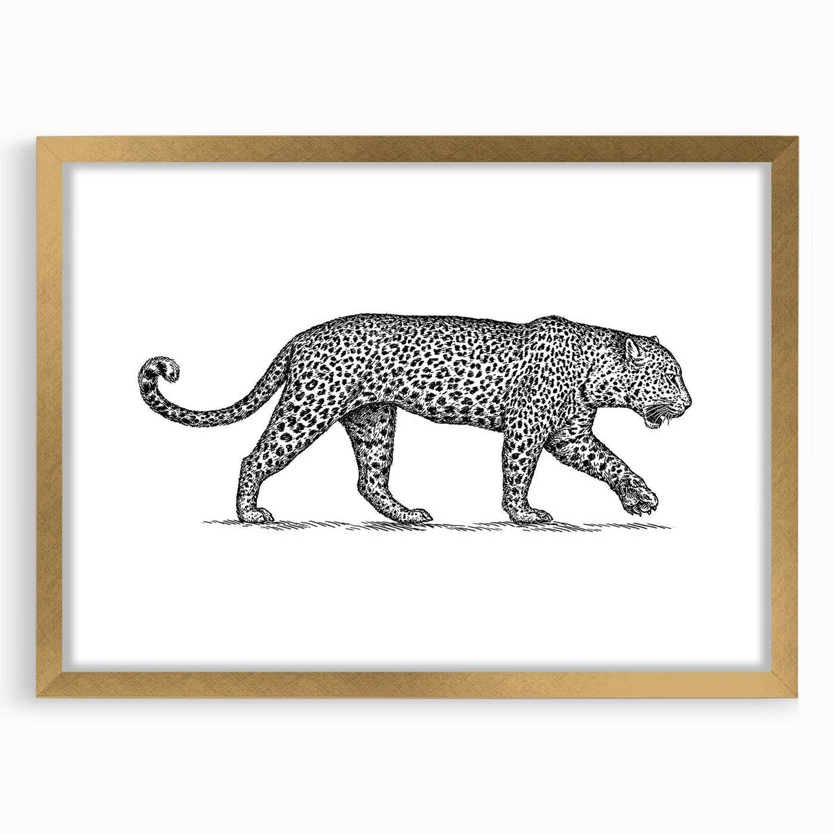 Jaguar-themed wall art framed in gold, showcasing a striking wildlife design with intricate details and vibrant colors, perfect for animal lovers and home decor enthusiasts.