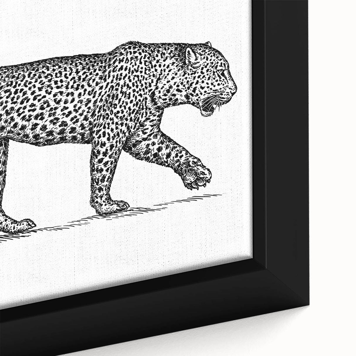 Close-up of a framed wall art featuring a striking jaguar design, showcasing vibrant colors and intricate details, perfect for wildlife enthusiasts and home decor.