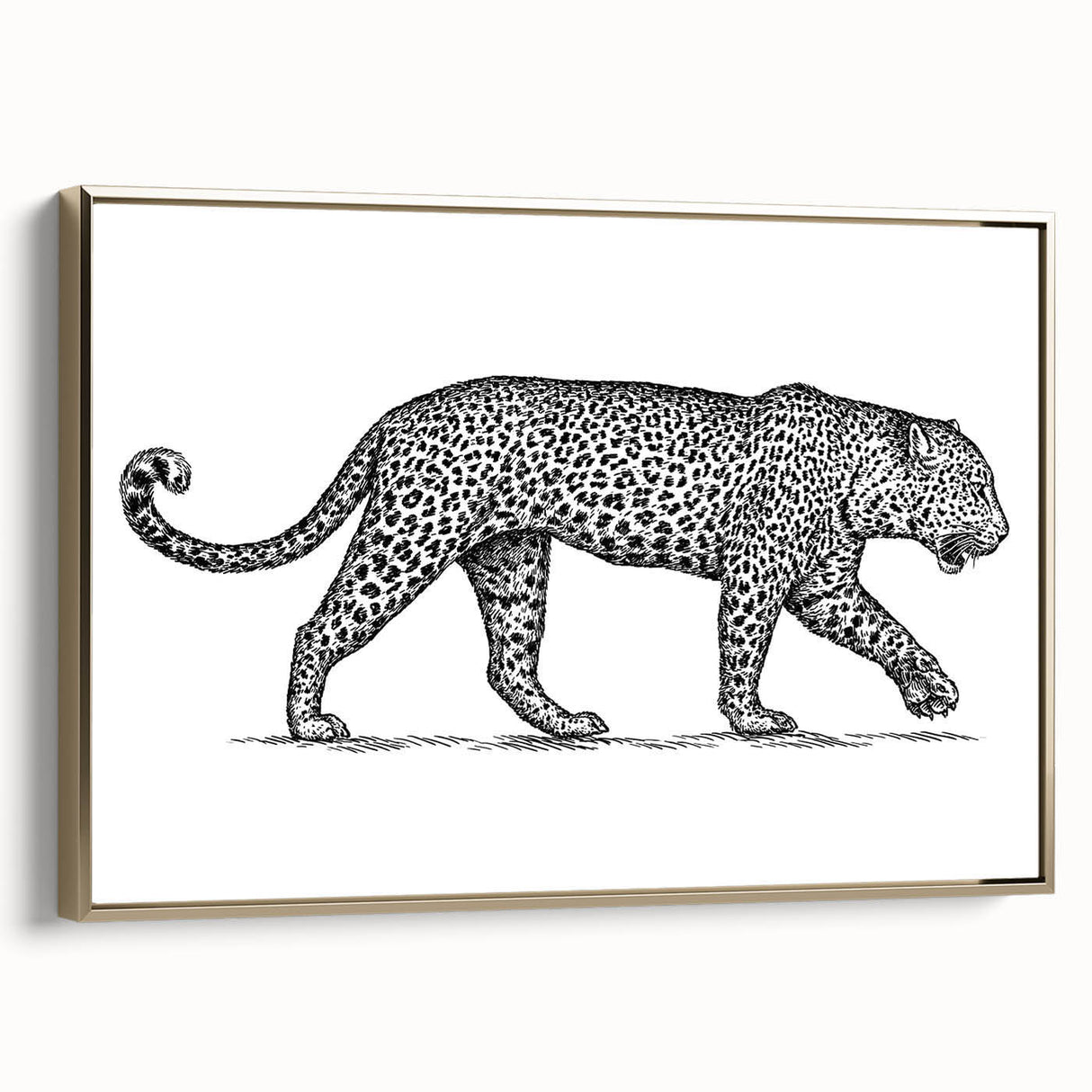 Framed canvas wall art featuring a striking side view of a jaguar design, showcasing vibrant colors and intricate details, perfect for wildlife enthusiasts and modern decor.