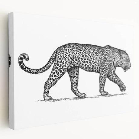 Stretched canvas wall art featuring a striking side view of a jaguar in a vibrant, colorful design, perfect for animal lovers and home décor enthusiasts.
