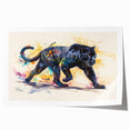 Jaguar wall art design featuring a vibrant and detailed illustration of a jaguar in a lush jungle setting, perfect for animal lovers and home decor enthusiasts.
