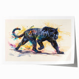 Jaguar wall art design featuring a vibrant and detailed illustration of a jaguar in a lush jungle setting, perfect for animal lovers and home decor enthusiasts.