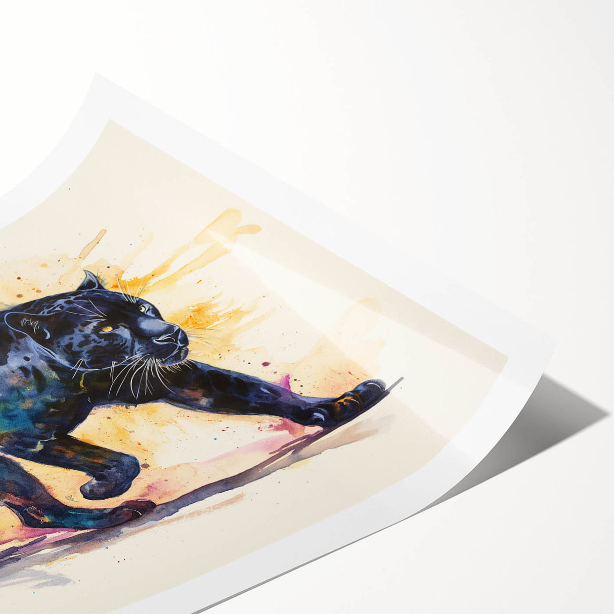Vibrant jaguar wall art print showcasing a striking design featuring a detailed jaguar illustration against a lush green jungle background, perfect for wildlife enthusiasts.