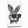 Acrylic wall art featuring a vibrant kangaroo design, showcasing intricate details and vivid colors, displayed in a side view with decorative pins for a modern touch.