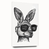 Side view of a kangaroo-themed wall art design in acrylic glass, showcasing vibrant colors and intricate details, perfect for animal lovers and home decor.