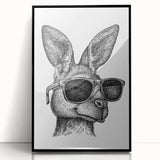 Framed wall art showcasing a vibrant kangaroo design in black acrylic, perfect for modern home decor. Ideal for animal lovers and wildlife enthusiasts.