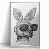 Framed acrylic wall art featuring a vibrant kangaroo design from the Animals a Wild Life collection, displayed against a clean white background, perfect for modern decor.