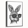 Framed canvas wall art featuring a side view of a kangaroo design against a black background, ideal for nature-themed decor, showcasing vibrant colors and intricate details. Perfect for animal lovers and home decoration enthusiasts.