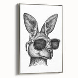 Framed wall art featuring a side view of a kangaroo design, showcasing intricate details and vibrant colors, ideal for animal lovers and home decor enthusiasts.