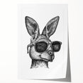 Vibrant kangaroo wall art print showcasing a stylized design in earthy tones, perfect for wildlife enthusiasts and home decor, rolled and ready for framing.