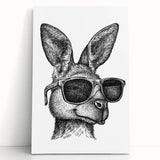 Stretched canvas wall art depicting a stylized kangaroo design, featuring earthy tones and intricate patterns, perfect for wildlife enthusiasts and modern decor.